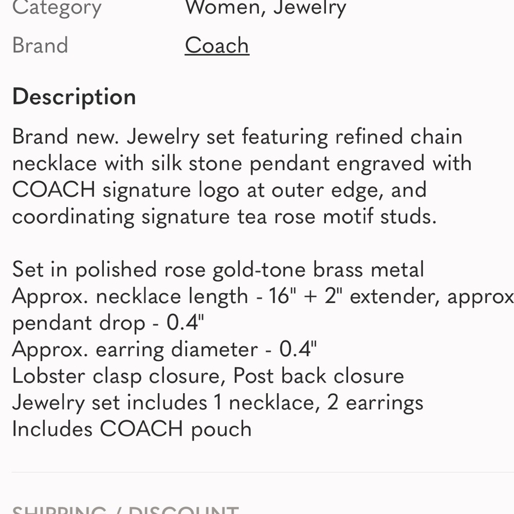 Coach Rose Gold Necklace and Earring Set - Picture 6 of 6